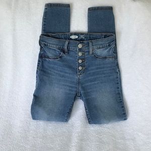 Old Navy faded blue jeans Rockstar Jeggings stretchy ripped knees Girls Size 10